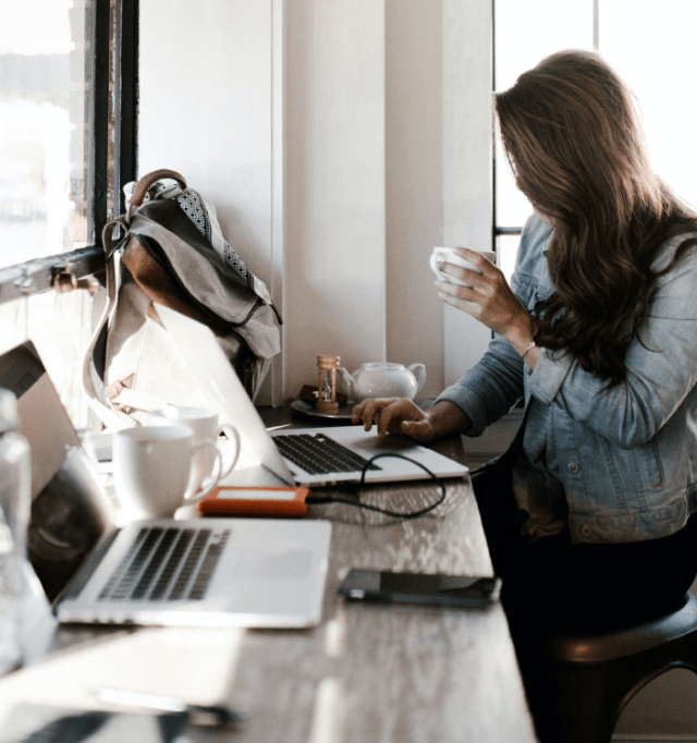 Woman working on laptop