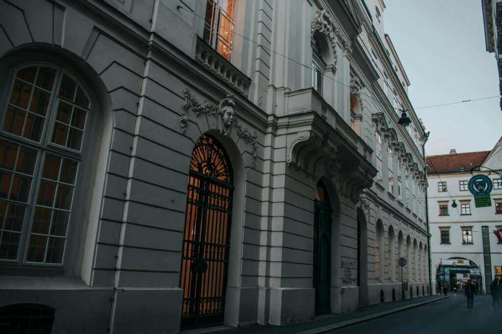 An entrance to building with nobody watching it