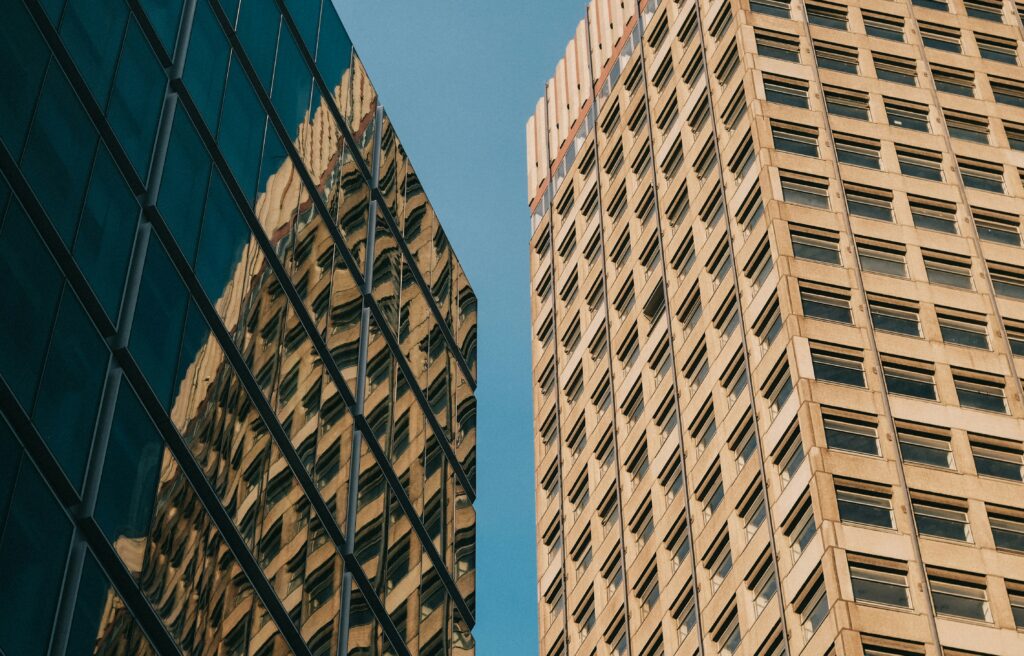 Financial institutions buildings skyline